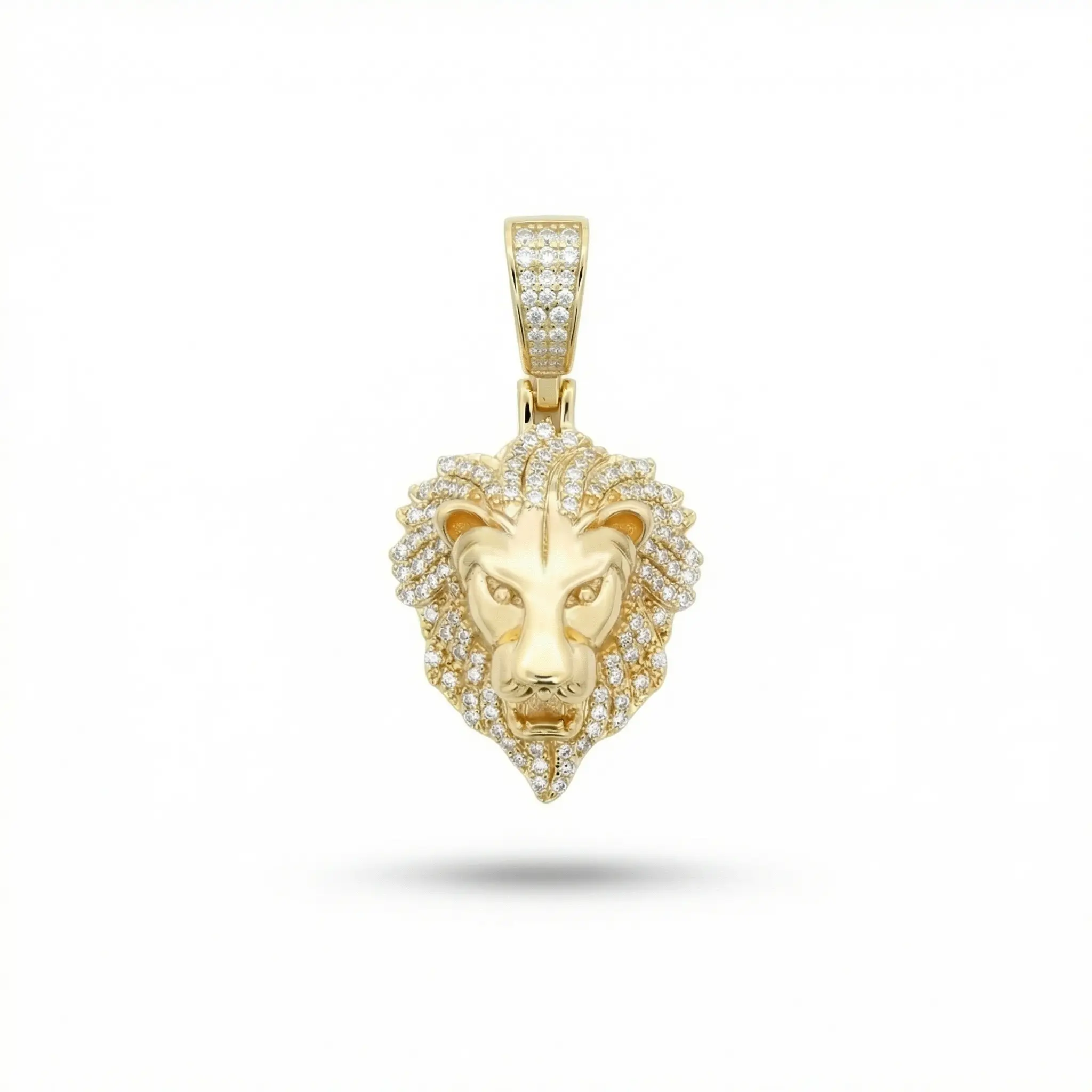Iced Out Lions Head Moissanite VVS D Pendant with Solid 925 Sterling Silver