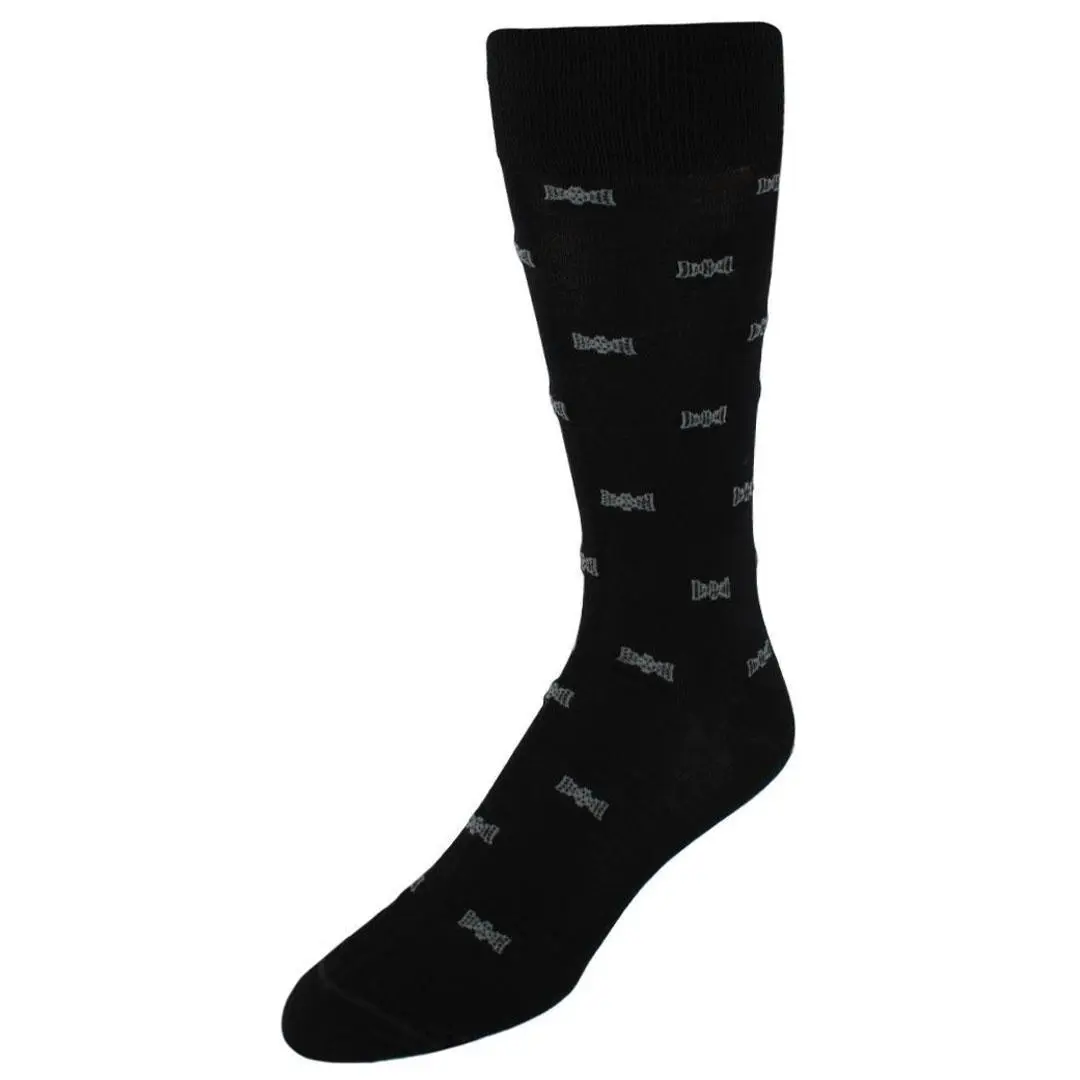 Trafalgar Dapper Bow Tie Novelty Mid Calf Mercerized Cotton Socks (1 Pair), Big & Tall Suspenders