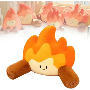 Fake Campfire Plush Pillow Bonfire Reading Back Rest Pillow Firewood Pillow for Outdoor Camping Weird Room Decor Kids Gifts