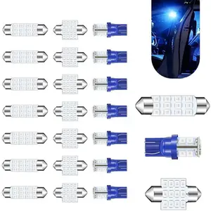 Blue LED Dome Light Bulb Kit 24Pcs T10 31mm 42mm Festoon For Car Map Door Courtesy Interior Lighting
