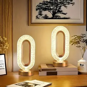 Luxury Oval Crystal Table Lamp, USB Rechargeable Night Light for Bedroom Living Room Party Dinner Decorative Lighting, Home Decor Light, Home Decoration Lamp