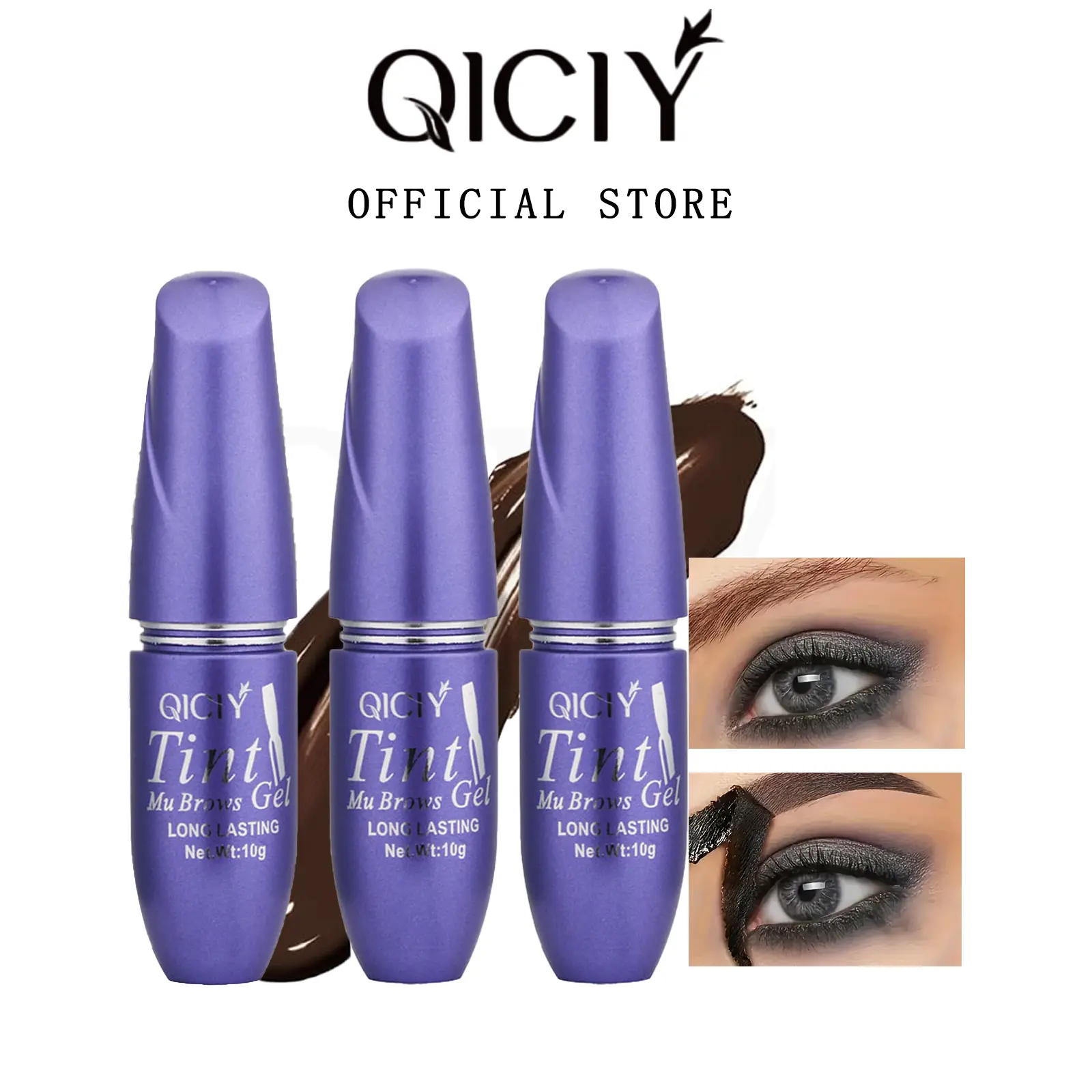 Women's QICIY 3-Piece Eyebrow Shaper Set - Makeup Products with Peel Off Gel, Primer, Tinted Brow Cream, Benzoic Acid, Glycerin, Dipotassium Glycyrrhizate, Methylparaben, Long-Lasting Waterproof Tattoo Tint for Depth & All Skin Types