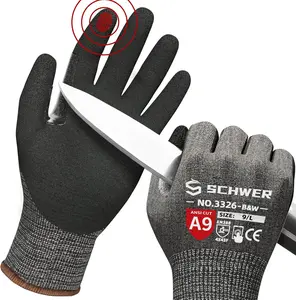 Schwer ProGuard Highest Level Cut Resistant Work Gloves PR3326 for Extreme Protection，ANSI A9 Cut Gloves with Reinforced Thumb, Non Slip, Breathable, Cooling, Durable, Touch-screen, 1 Pair Safety