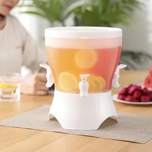 Viral 3 Compartment Rotating Beverage Dispenser, 5 Liter/169 oz Heavy Duty Drink Jug, Food Grade BPA-Free Plastic with Leak-Proof Easy Pour Spigot, for Juice Soda Iced Drinks, Ideal for Home Kitchen Party Wedding BBQ, Perfect Housewarming Gift
