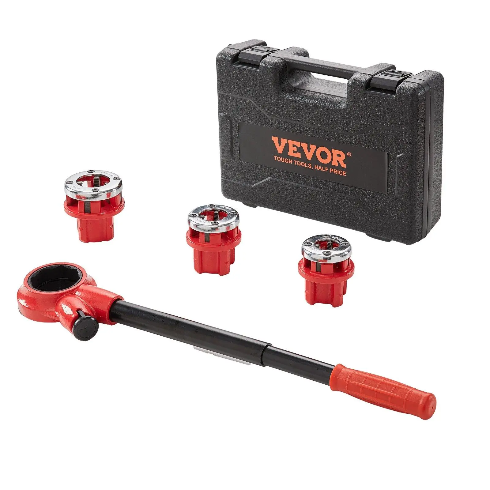 【Summerfinds】VEVOR Ratchet Pipe Threader Kit,  , 1/2" NPT, 3/4" NPT, 1" NPT Manual Ratcheting Pipe Threader, Portable Pipe Threading Tool Set with 3PCS NPT Dies, Storage Case for Galvanized Aluminum Iron Copper Pipes