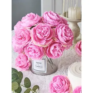 12pcs Artificial Peony Flowers Simulated Peony Flower Heads With Stems For Wedding Party Decoration, Home Living Room Table Centerpieces,Fall Decor,Room,Desk,Garden Decor,Room Decoration Stuff Home Decor Supplies Valentine's Day supplies--Greenish