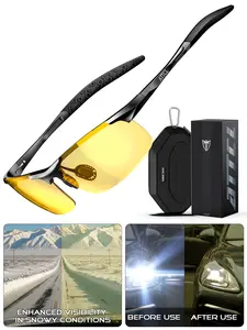 ATTCL Men's Polarized Night Vision Goggles - UV400 Protection for Night/Snow Driving, Hiking, Fishing & Running, Includes Portable Glasses Case