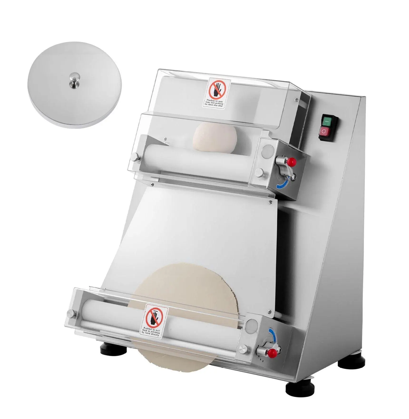 Pizza Dough Roller Sheeter, 3-16 Inch Electric Pizza Press Machine, Commercial Pasta Maker, Adjustable Thickness, 390W, 260 Pcs/Hour Default