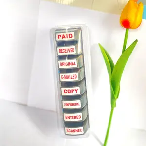 8-Piece English Financial Trade Stamp Set with Copy Paid Original E-Mailed Entered Impressions, Automatic Ink for Clear Marks, Ideal for Office Tasks and Confidential Documents, Convenient Suite, Office Supplies