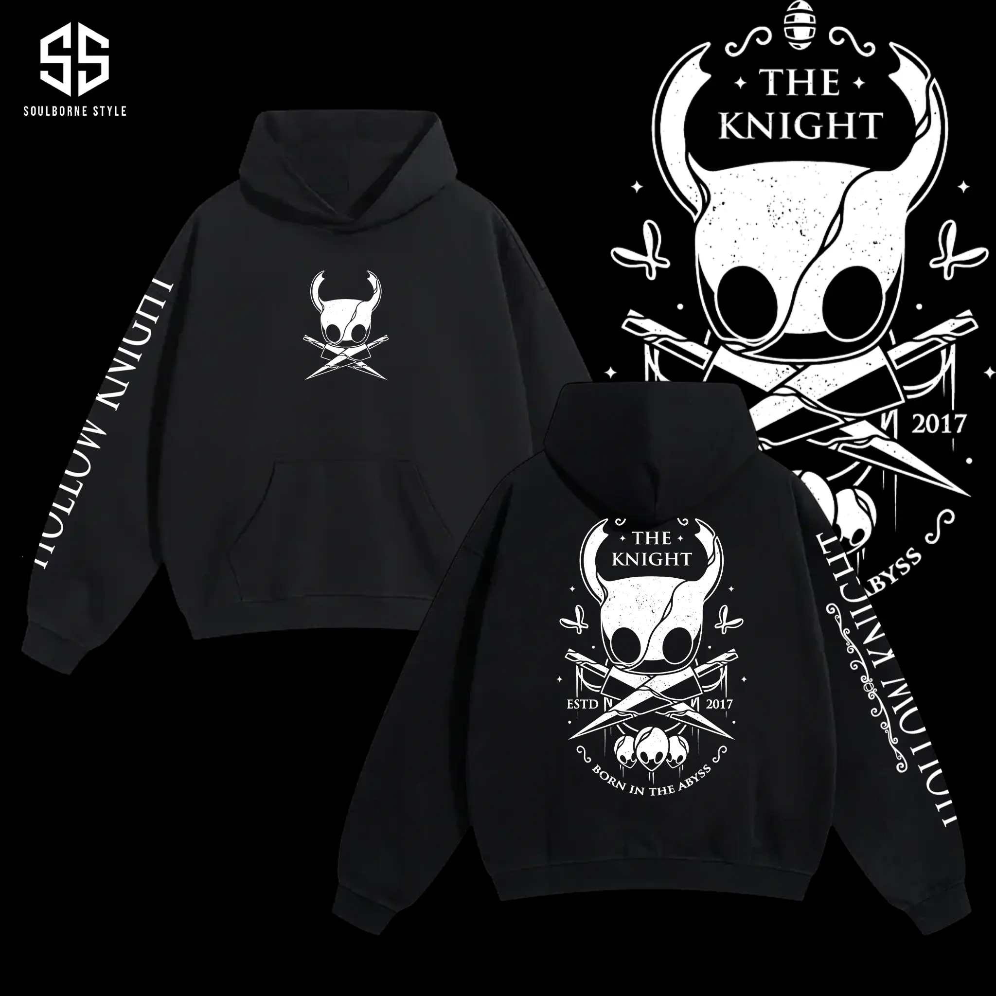 [Soulsborne Style] Vintage The Knight Born In the Abyss - Hollow Knight Unisex Hoodie, Soulsborne Gaming Apparel, Game Shirt, Video Game Clothes, Boy Merch, Gift For Him, Gift For Her, Soulslike Streetwear