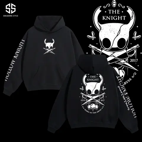 [Soulsborne Style] Vintage The Knight Born In the Abyss - Hollow Knight Unisex Hoodie, Soulsborne Gaming Apparel, Game Shirt, Video Game Clothes, Boy Merch, Gift For Him, Gift For Her, Soulslike Streetwear Black Cotton