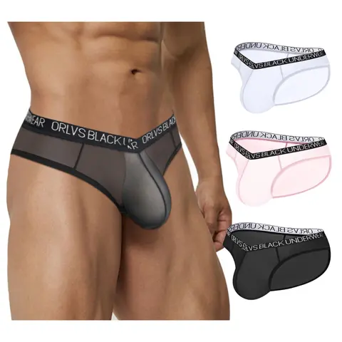 Transparent Men's Underwear Briefs Comfortable Low Wasit Ice Silk Sexy Men Panties Quick Dry Breathable antibacterial Underpants