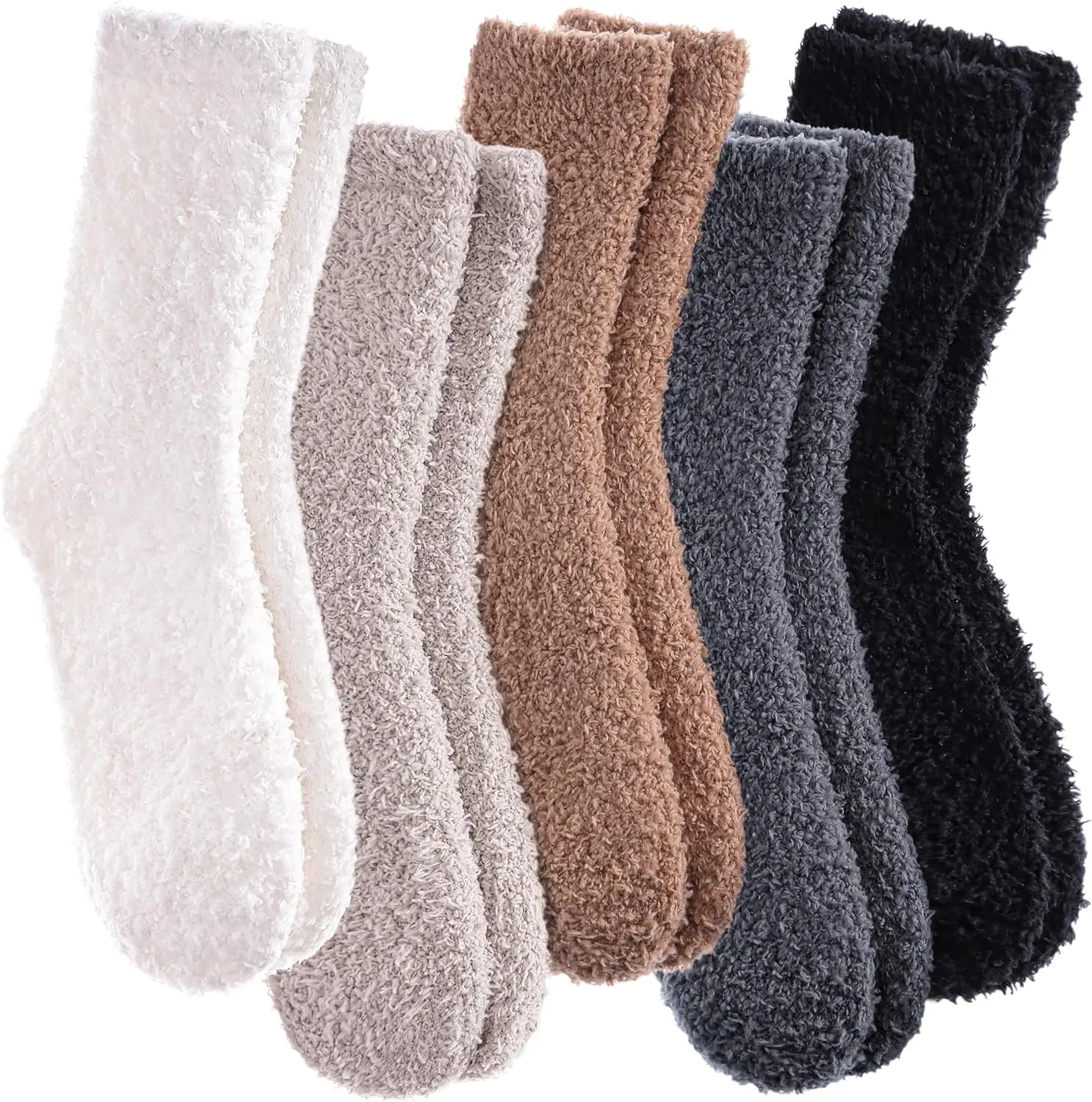 Women's Buttersoft Polyester-Spandex Stretch Fluffy Crew Socks - Basic Lady Girlfriend Thermal Cozy Winter Slipper Boot Socks for Birthday Gifting, One Size Fits Most