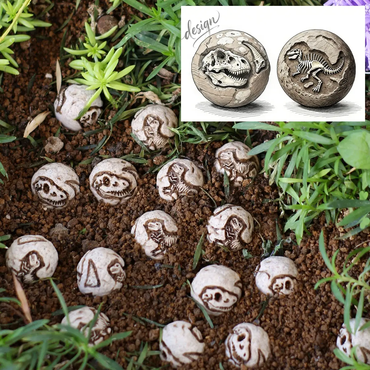20pcs Dinosaur Fossil Resin Statue, Garden Sculptures Statues, Mini Garden Outdoor Decor Stone, Lawn Path Bonsai Decoration, St Patrick's Day Holiday Gifts, Garden Accessories, Garden Sculptures And Decor