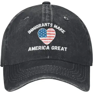 Adjustable Pro-Immigration Baseball Cap - Sports & Outdoor Hat with "Immigrants Make America Great" Design, Baseball Cap Adjustable