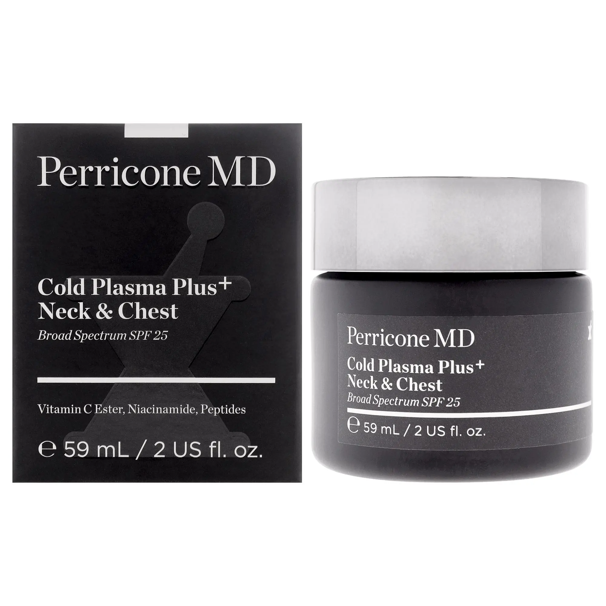 Perricone MD Cold Plasma Plus Neck and Chest SPF 25 Moisturizer - Unisex, Moisturizing, Daily, Vitamin C, 2 oz (59ml), Hydrates Skin