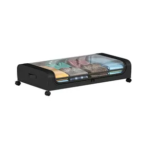 Under Bed Storage Box with Wheels, Large Capacity Transparent Lid, Rolling Drawer for Clothes Shoes Toys, Maximize Under Bed Space, Clothes Storage Organizer, Multifunctional Storage Bin