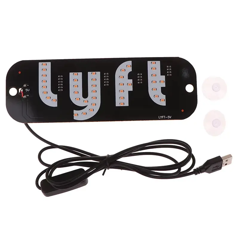 lyft LED Light Sign for Car, Taxi Sign Light Windshield Led Sign Car LED Decal with Suction Cups USB Plug for Cars, Trucks, SUVs,Driver Accessories