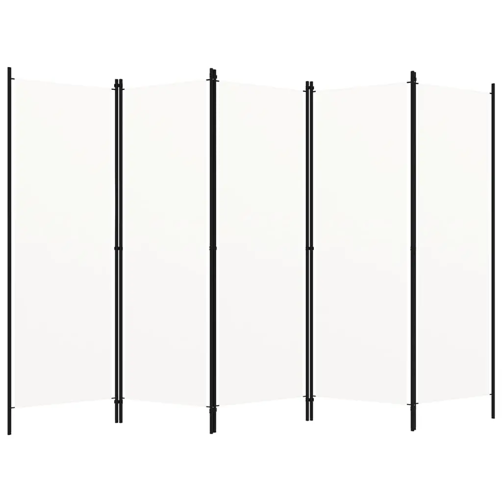 vidaXL Room Divider, 5 Panel Folding Privacy Screen for Room Separation, Freestanding Room Divider for Office, Industrial Modern Style, White 320723