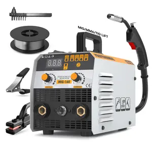 140Amp MIG Welder, 110V Flux Core Welder Flux MIG/Lift TIG/Stick 3-in-1 LED Digital Display Welding Machine, MIG140