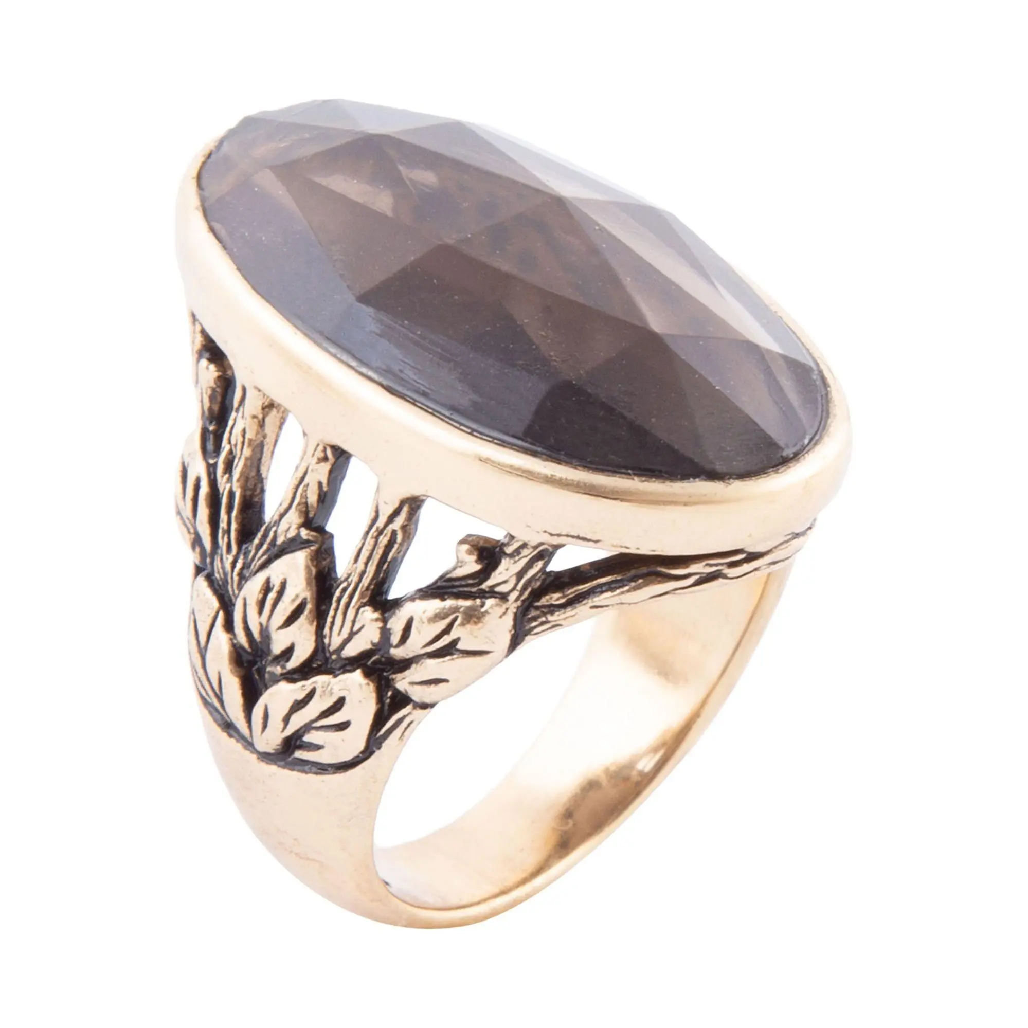 Barse Artisan Crafted Bronze Enchanted Smoky Quartz Ring