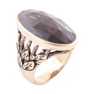 Barse Artisan Crafted Bronze Enchanted Smoky Quartz Ring