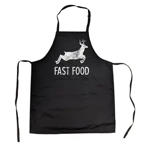 Fast Food Cookout Apron Funny Deer Hunting Buck Grilling Graphic Gift for Hunter Funny Aprons Adjustable Household Items Graphic Print Funny Hunting Cover Grilling Apparel for Men Black