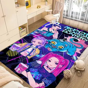 KPop Demon Hunters 89 cartoon print carpet, home living room, bedroom, office chair under carpet, holiday gift for family and friends, Christmas decoration carpet, Cartoon Pattern Rug