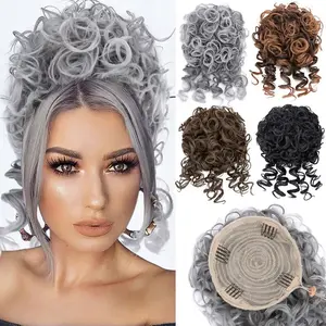 8in Messy Bun Short Curly Ponytail Extension Elastic Drawstring Loose Wave Hair Bun Hair Pieces For Women With Thinning Hair High Temperature Synthetic Fiber Hair Bun Extension Daily Use Festival Gift