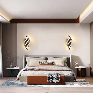 2x LED Wall Lights, Hardwired, Creative Black-and-White Stripe Design, Three-Colour Light Source For Bedrooms, Hallways, Living Rooms, Entrances, and Study Rooms, Domestic Indoor Decorative Lighting Fixtures