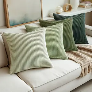 4pcs corduroy pillowcases, suitable for living room, bedroom or sofa decoration, 2 size specifications, zipper closure, machine washable, suitable for all seasons, green gradient pillowcases, soft material, durable fabric, decorative pillows, Home Textile