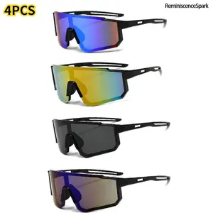 Unisex 4-Pack Multi-Protective Ultra-Safe Sunglasses Sports Eyewear, UV400 Polarized Mirror Lenses, Windproof Lightweight Double Bridge for Women, Ideal for Running, Outdoor Activities, Multi-Protective Sports Eyewear