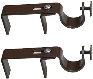 NoNo Bracket - No Drill Curtain Rod Bracket Attachment over Blinds (Brown set of 2)