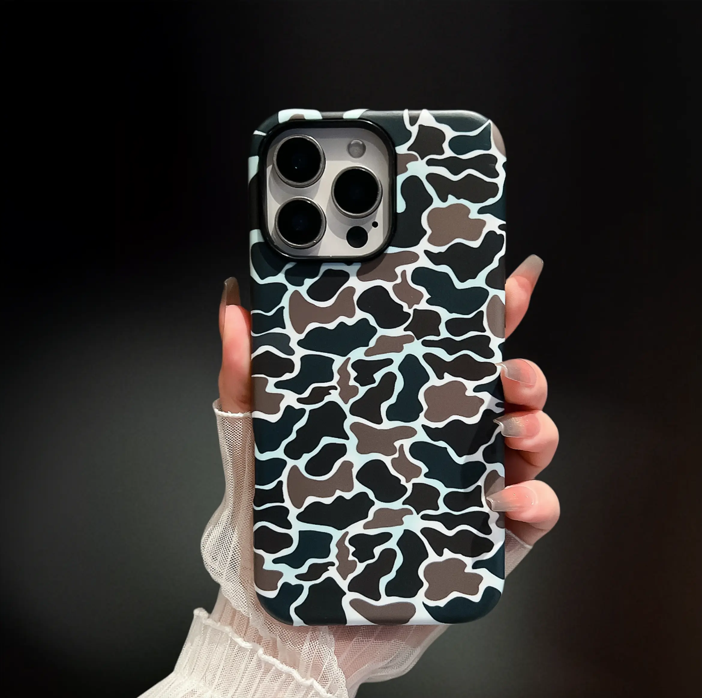 Camo Vintage Sitka Camouflage Black phone case Shockproof andsturdy two-in-one double-layer soft TPU innershell hard PC bumper hard shell design, suitablefor iPh one 16 15 14 13 12 11Pro Max Plus hardshell Casing Protection Cellphone Protector