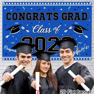 Blue Congrats Grad Class of 2026 Backdrop Banner, 2026 Graduation Photo Booth Background, High School College Grad Party Decor, Party Supplies