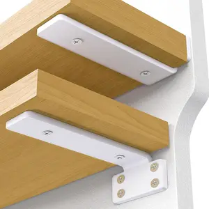6-Pack 6-Inch Floating Shelf Brackets, Heavy-Duty Metal Wall Brackets, 1/5-Inch Thick, Supports 160+lbs, White Brackets for Wood Shelves