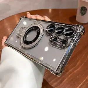 For Samsung S24 S25 Ultra Transparent Silicone Airbag Magsafe for Galaxy S26 Plus S22 S23 cute phone cases light phone case shockproof mag safe case tough phone cover hard case anti-drop protective case Protection Cellphone Screen Protector 24