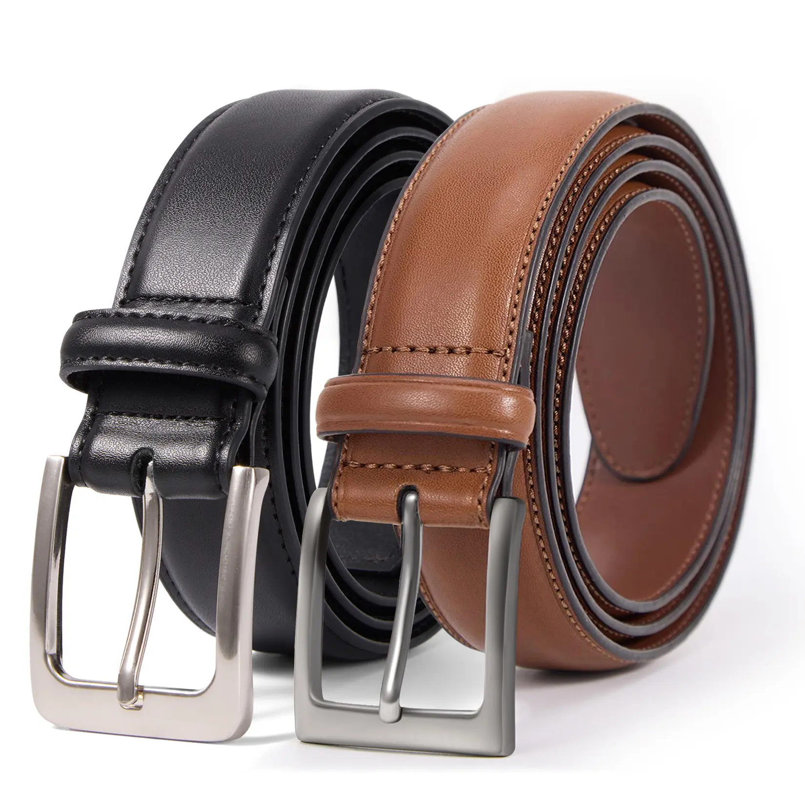 VATAN Men's 2-Sets Heavy Duty Genuine Cow Hide Stretch Belts - Sequin Decor, Hook Buckle, Adjustable Leather Accessory, Gift-Ready Duo for Party, Daily Wear