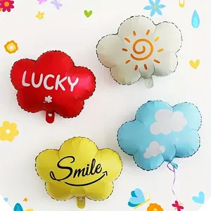 4pcs Colorful Cloud Balloons, Lucky Smiling Cloud Balloons, Aluminum Foil Balloons for Birthday Party, Wedding Decoration, Anniversary, Holiday Decor