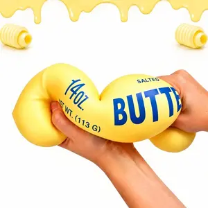 Stress Relief Toy Butter Squishy, Soft Squeeze Fidget Toy with Butter Stick Design, Slow Rising Sensory Toy for Kids Teens and Adults, Desk Toy for Office Breaks, Classroom Prize, Teacher Reward, Party Favor, Single Pack