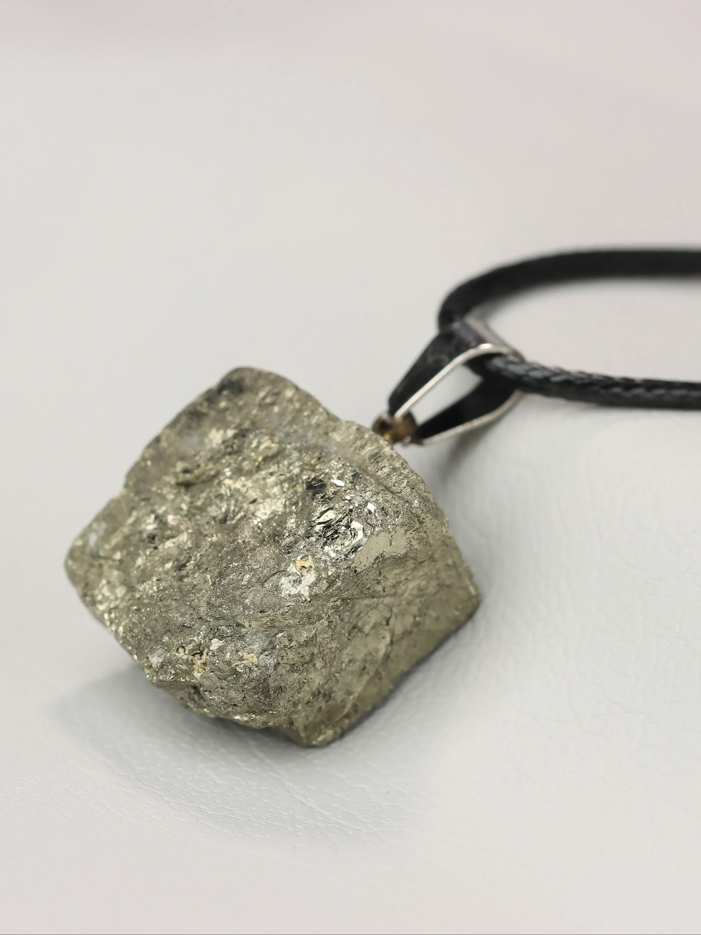 Raw Pyrite Stone Necklace – Natural Protection Crystal Pendant for Abundance & Strength Crystal Jewelry