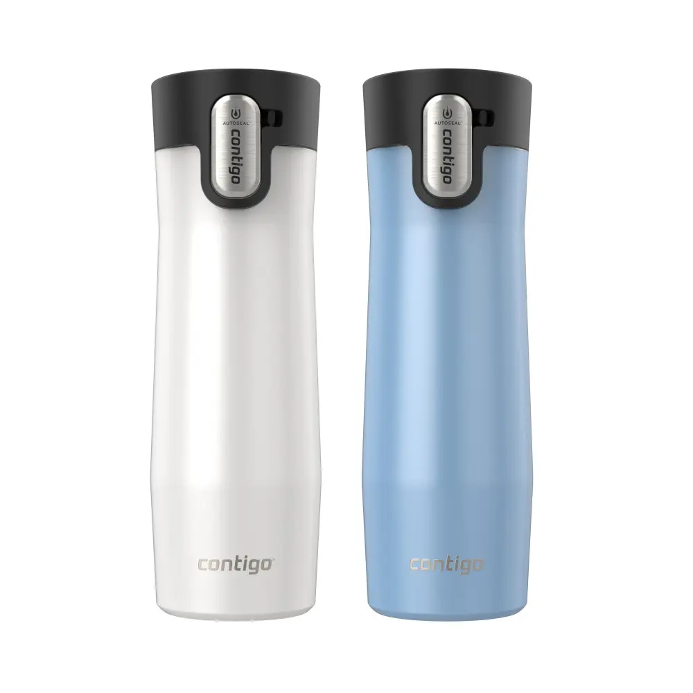 Contigo West Loop 3.0 Autoseal Stainless Steel Thermal Coffee Flask - 20 oz, Portable, Button-Operated, 2-Pack
