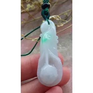 Certified Hand Carved Natural Myanmar Burma A Jade Jadeite Rose Orchid Flower Pendant Necklace