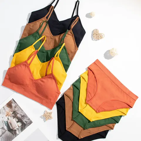 Seamless Cute Solid Color Spaghetti Straps Sexy Women's Lingerie Set SpringStatements