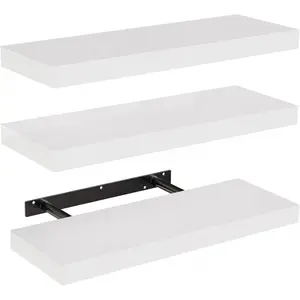Ikea Floating Shelves, Wall Shelves with Invisible Brackets for Bedroom, Bathroom, Living Room, Kitchen, Set of 3 Decor Gift