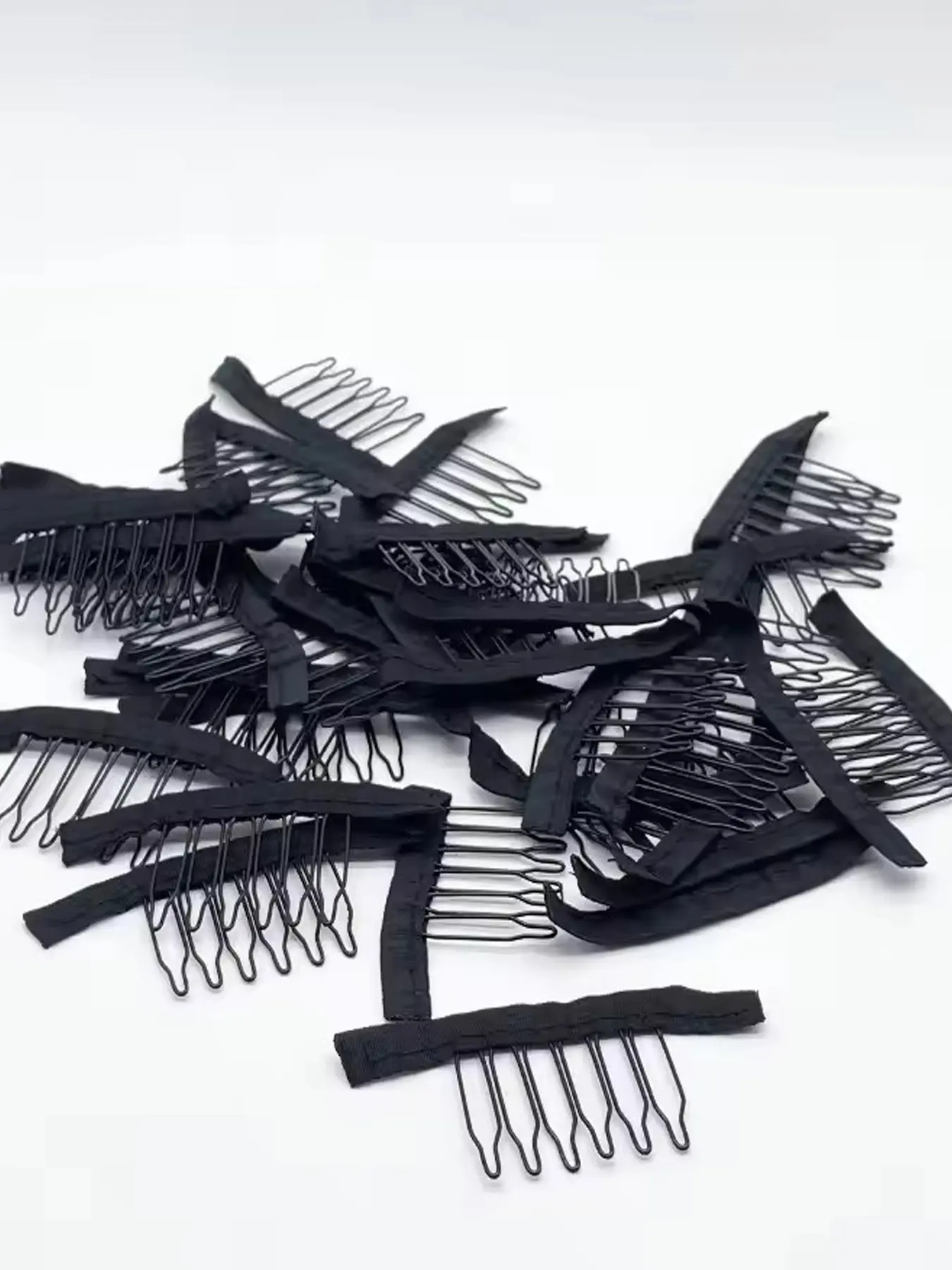 40 pcs black color cloth wig combs 6 teeth hair wig clips Clip Design for full lace wig cap wig accessories