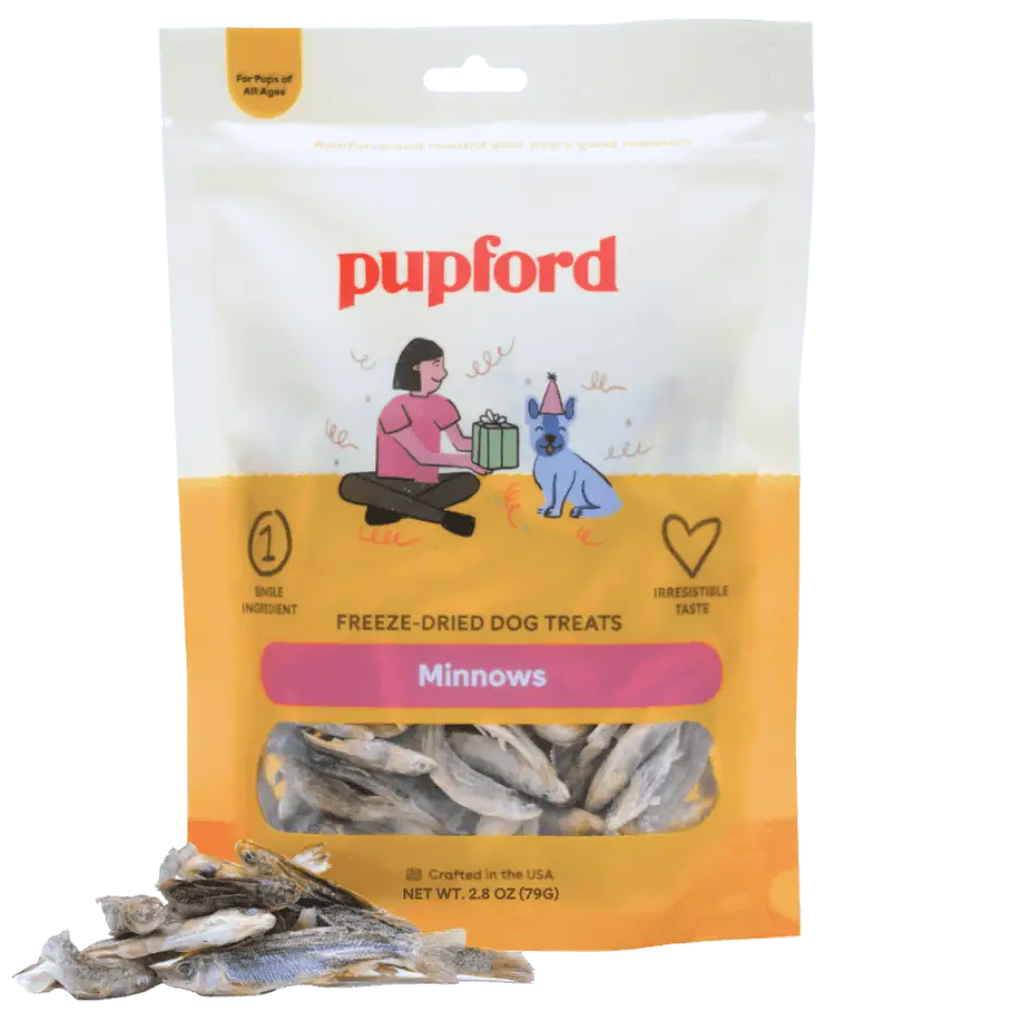 Pupford Freeze Dried Minnows for Dogs & Puppies - Healthy, Natural, Single Ingredient Dog Treats - Made in USA