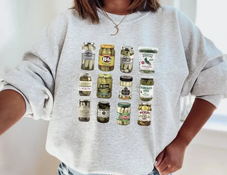 Vintage Canned Pickles Sweatshirt, Pickle Lovers Crewneck Comfort
