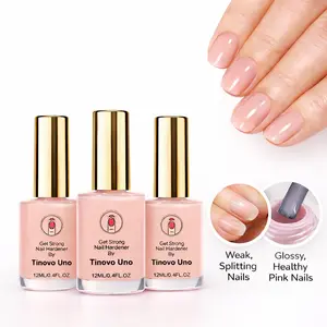3pcs Get Strong Nail Strengthener Natural PinkLED Gel Polish, Fast Drying & Long Lasting GlossyFinish, Nail Care Solution for Weak & Thin Nails Cosmetic Peeling