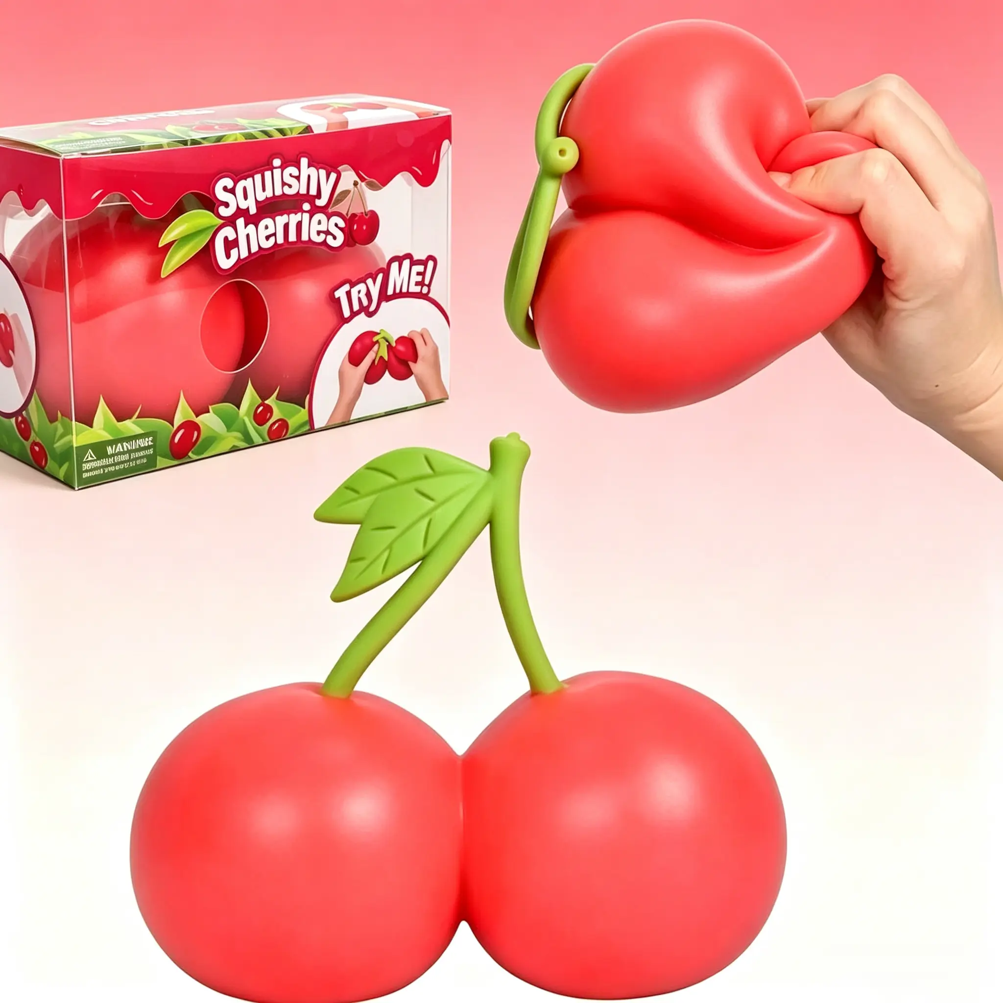 5.5-Inch Giant Sweet Cherry Shape Squishy - Soft Plastic Unisex Stress Reliever, Tactile Sensory Fidget Toy, Moldable Non-Rebound Anxiety Relief Gift for DIY Enthusiasts, Moldable Squishy